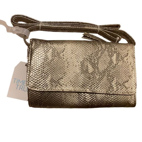 Time and Tru Crossbody Purse Clutch Snake Skin Python Snakeskin Animal Print Met - Picture 1 of 5
